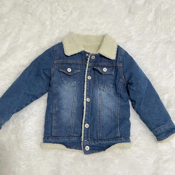 Unisex Kids BetterIn Denim Sherpa Jacket in Dark Denim Size Extra Extra Large - Picture 2 of 9